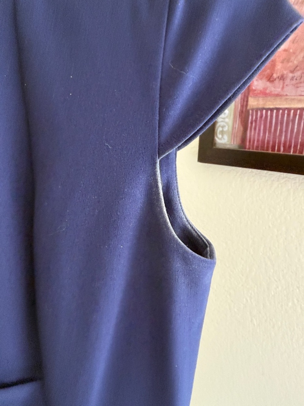 Calvin Klein Royal Blue Cap-Sleeve Draped Fit-and-Flare Dress - Picture 5 of 5